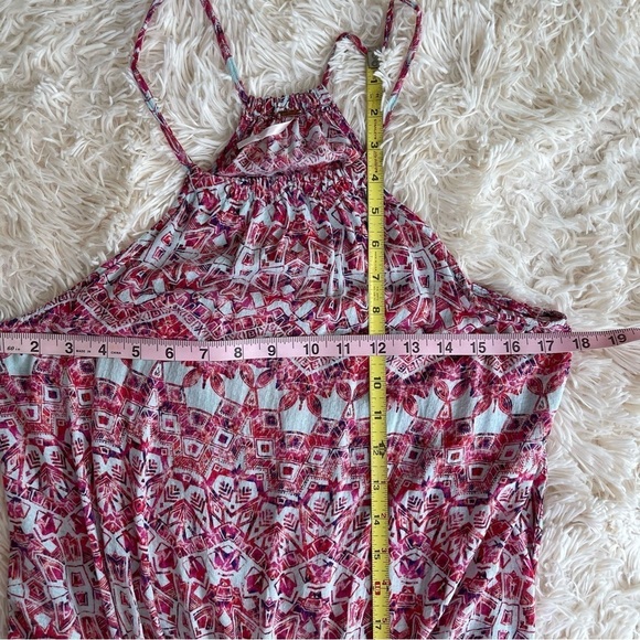 Free People Simone Boho Pocket Batik Print Dress white pink sleeveless Size M - Picture 4 of 11